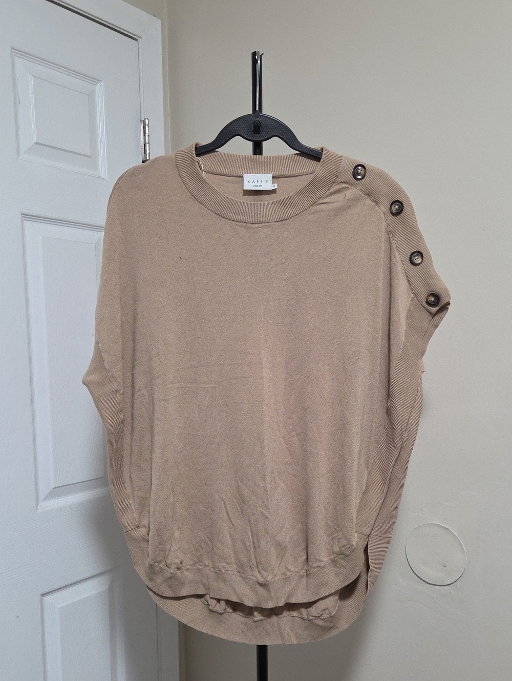Kaffe Taupe Button-Shoulder Knit Sweatshirt